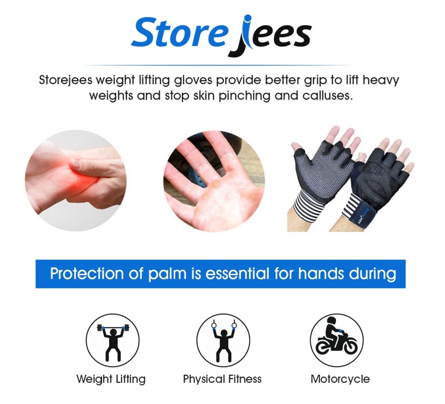 WeightLifting Workout Gym Gloves with Wrist Wrap