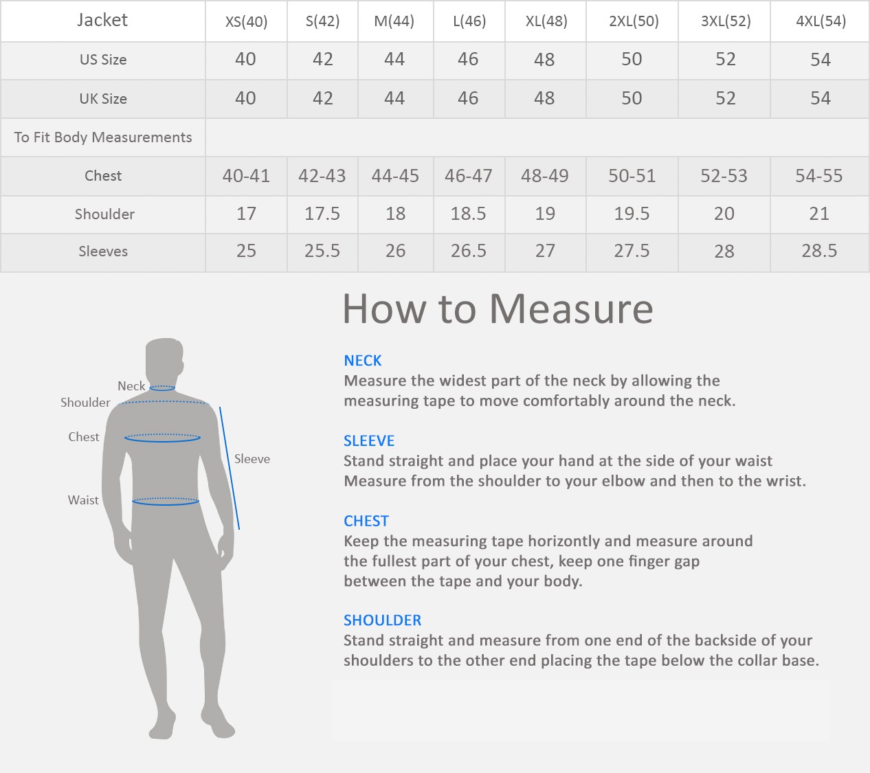 Mens Big And Size Chart
