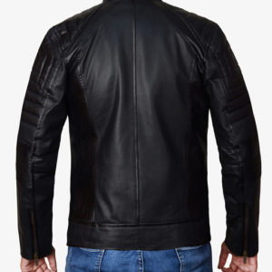 cafe racer black leather jacket