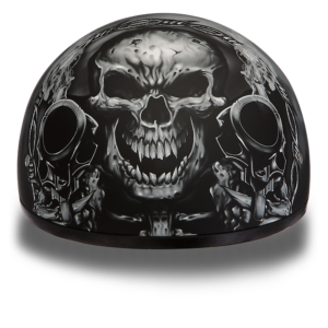 Motorcycle Half Skull Cap Helmet - Guns - 100% DOT Approved