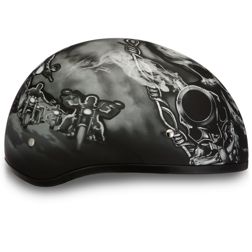 Motorcycle Half Skull Cap Helmet - Guns - 100% DOT Approved