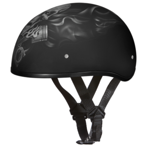 Motorcycle Half Helmet Skull Cap Helmets - Pistons Skull - 100% DOT Approved
