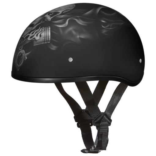 Motorcycle Half Helmet Skull Cap Helmets - Pistons Skull - 100% DOT Approved