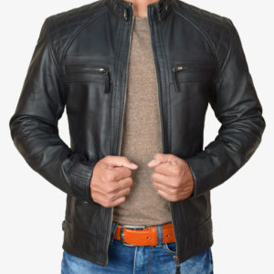 Diamond Black Moto Leather Jacket