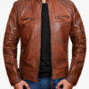 Diamond Brown Moto Leather Jacket